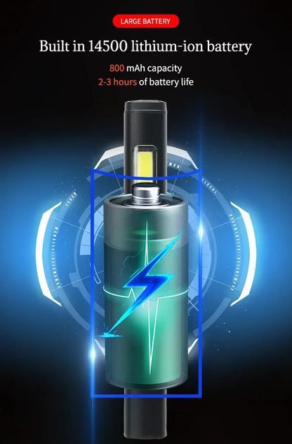 Portable UV LED Pen Light USB Rechargeable Work Lantern with Magnet