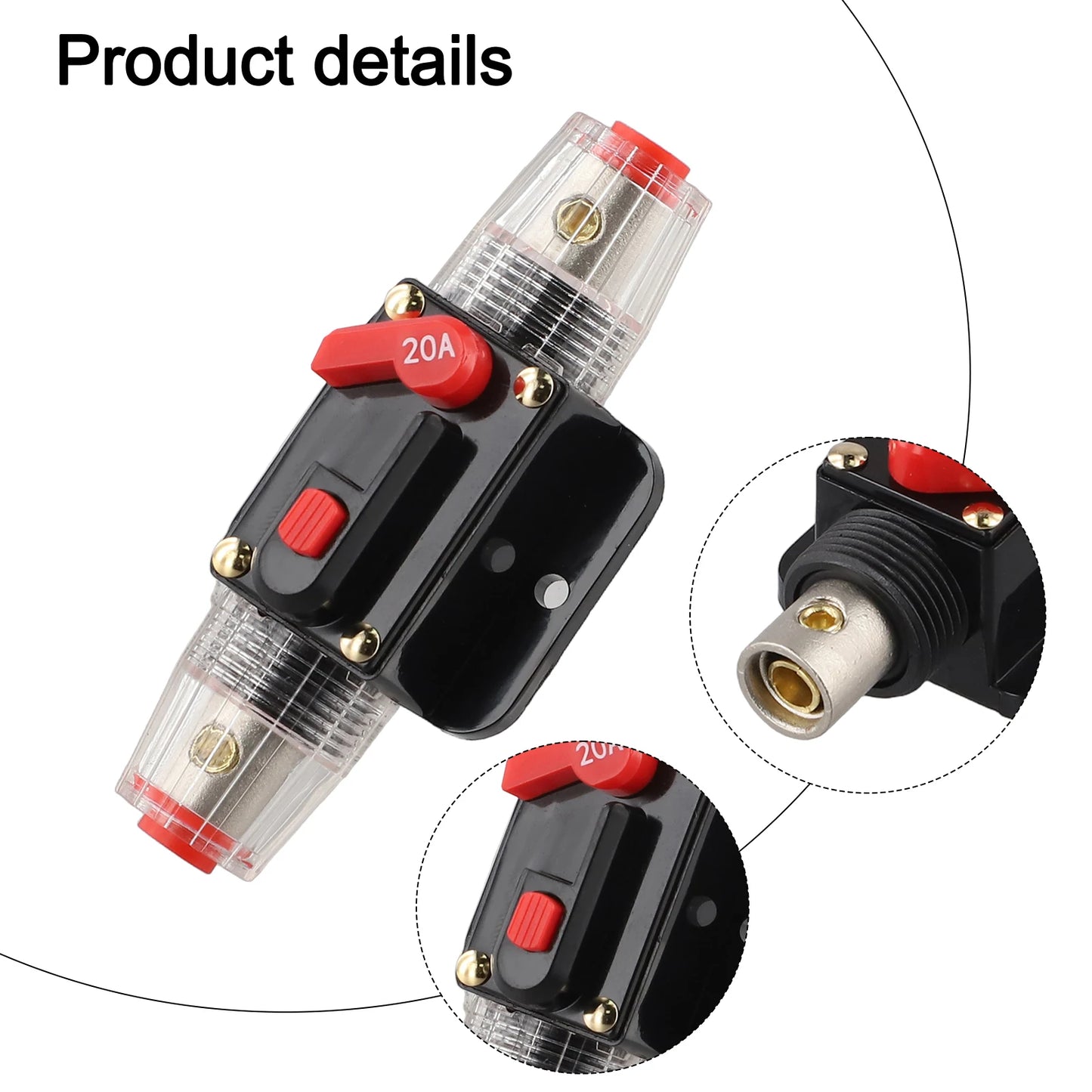 12V-24V DC Auto Inline Fuse Breaker Battery Safety Audio System Protection Overload Protection Device Temperature Resistance
