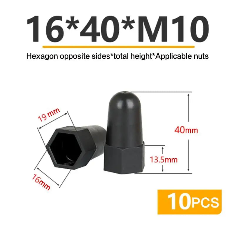 New 10PCS Lengthen Nut Cap Hexagonal Nut M6 M8 M10 M12PE Plastic Nut Protection Caps Hex Screw Protective Sleeve