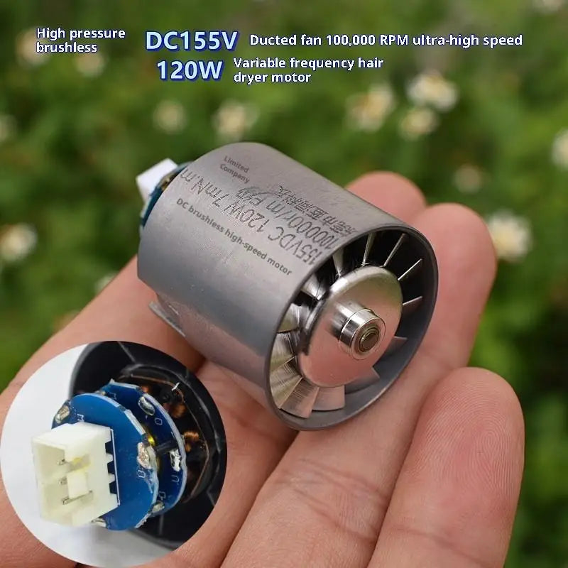1Pcs High Voltage 100000rpm Ultra High Speed Brushless Motor Impeller Hair Dryer Parts DC155V 120W Micro Brushless Ducted Fan