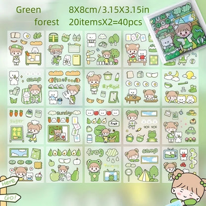40/80pcs PET Stickers Season Series PET Decorative Stickers DIY Diary Girls Scrapbooking Material Decor Album Stationery Sticker