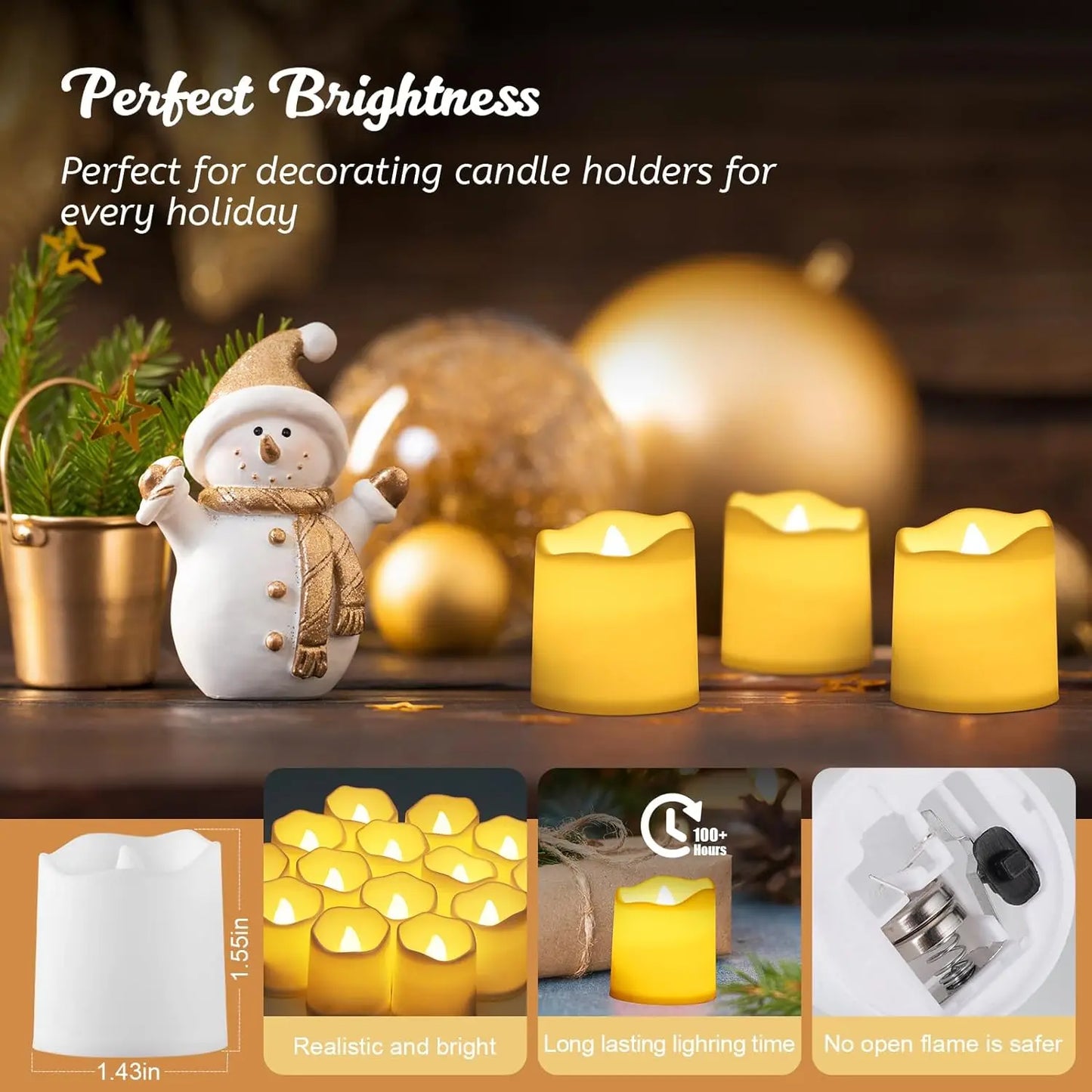 LED Electronic Candle 6-96ps Battery Operated Flameless Tea Light Candles Night Lights for Wedding Birthday Party Decor