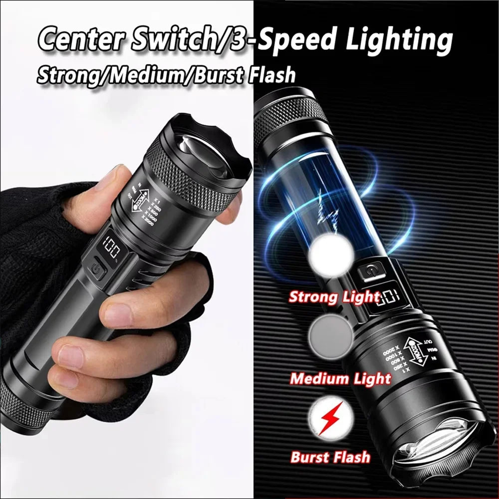 Ultra Bright LED Flashlight T6 Rechargeable Tactical Clip Torch