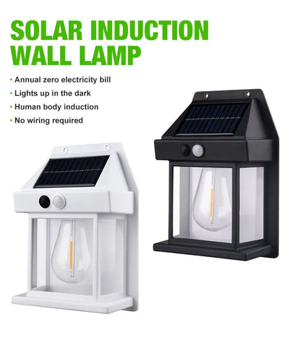 1-4PCS Solar Tungsten Filament Lamp Outdoor Waterproof Garden Wall Light Intelligent Induction Courtyard Villa Lighting Lantern