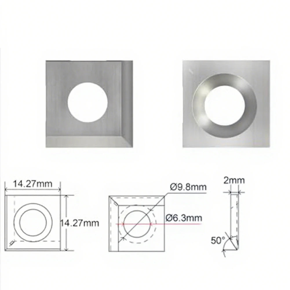 10pcs Carbide Inserts 14.27x14.27x2.0mm-50° Carbide Blade Cutter Replacement Aspirer Blade With Plastic Storage Box