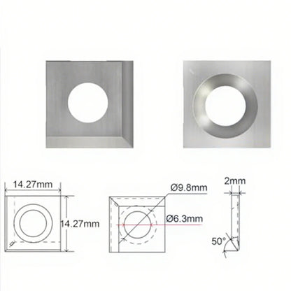 10pcs Carbide Inserts 14.27x14.27x2.0mm-50° Carbide Blade Cutter Replacement Aspirer Blade With Plastic Storage Box
