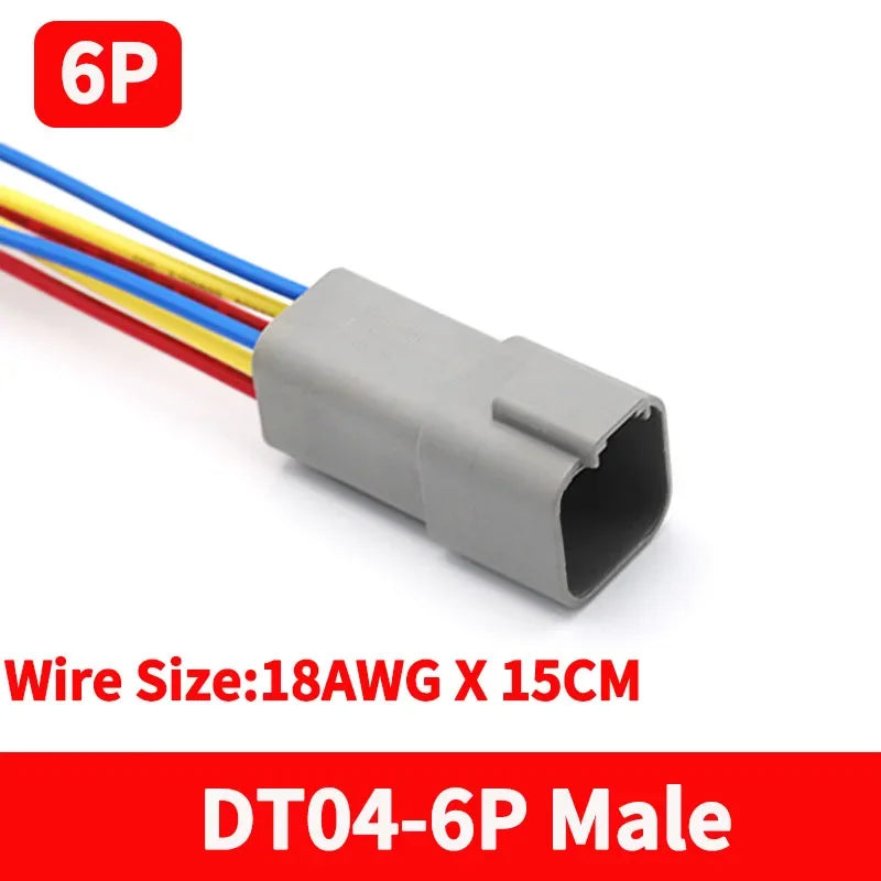 Deutsch DT Waterproof Connector with 15cm Wire DT06-2S DT04-2P 2/3/4/6/8/12 Pin 16-22AWG
