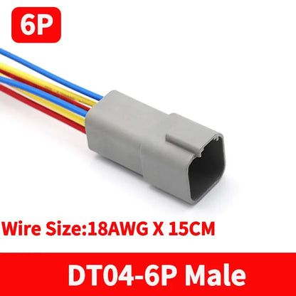Deutsch DT Waterproof Connector with 15cm Wire DT06-2S DT04-2P 2/3/4/6/8/12 Pin 16-22AWG