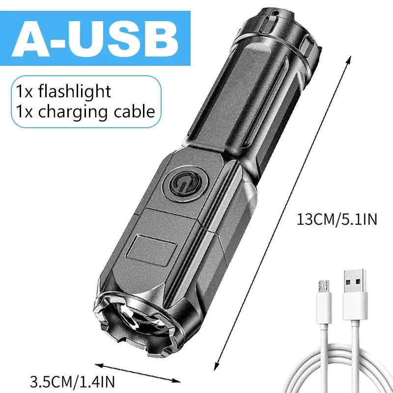 Ultra Bright Rechargeable LED Flashlight Zoomable Waterproof Torch