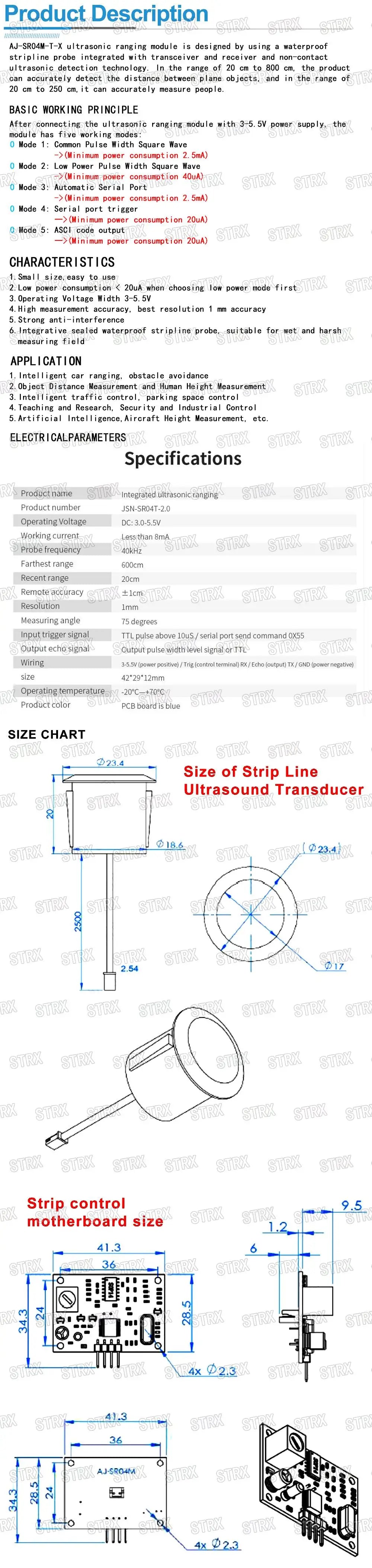 Waterproof Ultrasonic Module JSN-SR04T / AJ-SR04M Water Proof Integrated Distance Measuring Transducer Sensor for Arduino