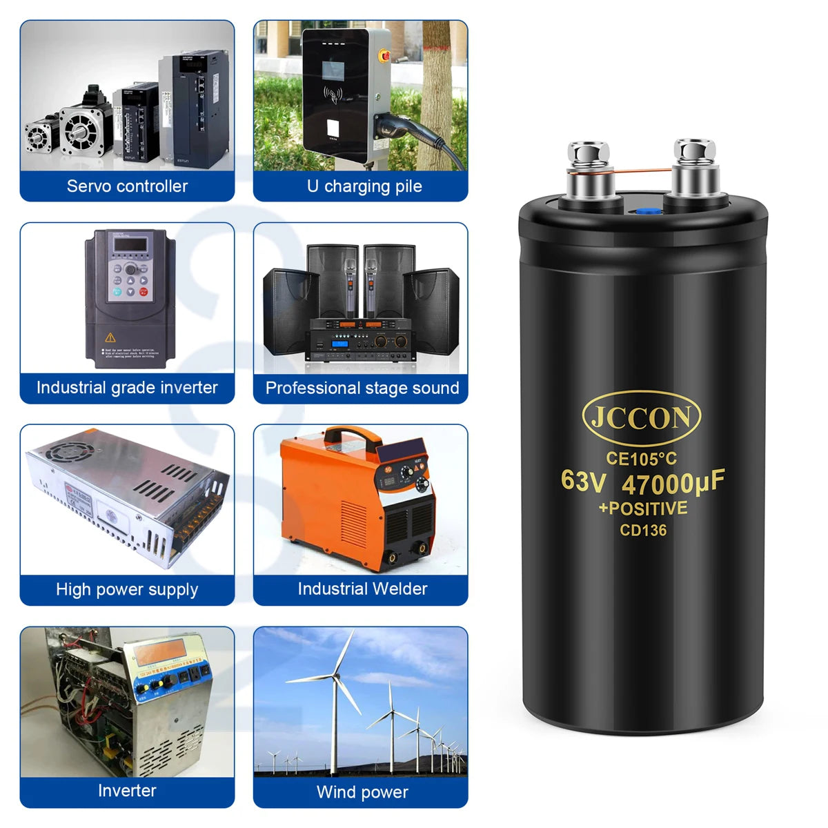 400V 3300µF CD136 Bolt Electrolytic Capacitor 63.5x105mm CE 105℃ With Bracket 2000H