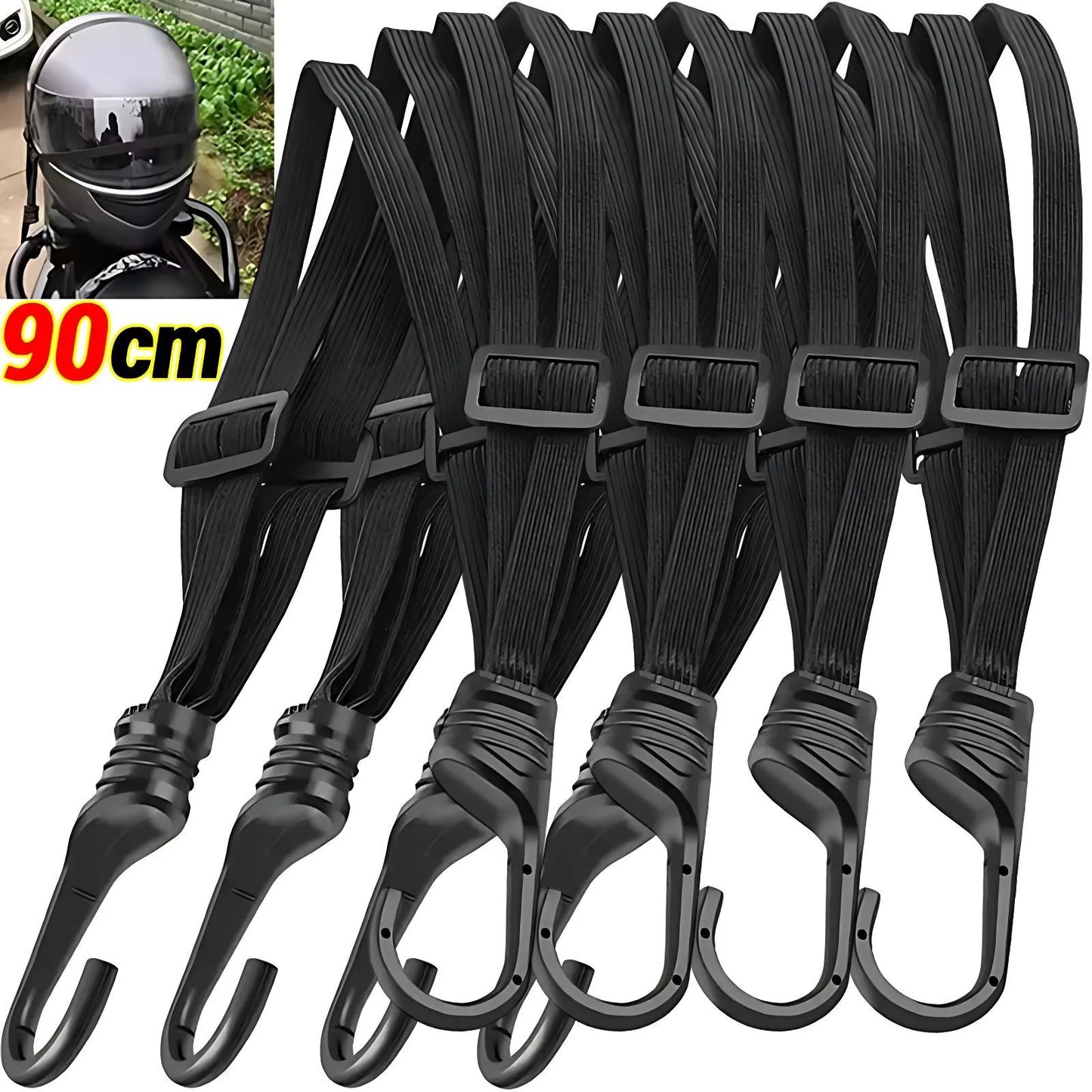60/90cm Motorcycle Helmet Straps Motorcycle Accessoy Hooks Luggage Retractable Elastic Rope Fixed Strap Motos Helmet Luggage Net