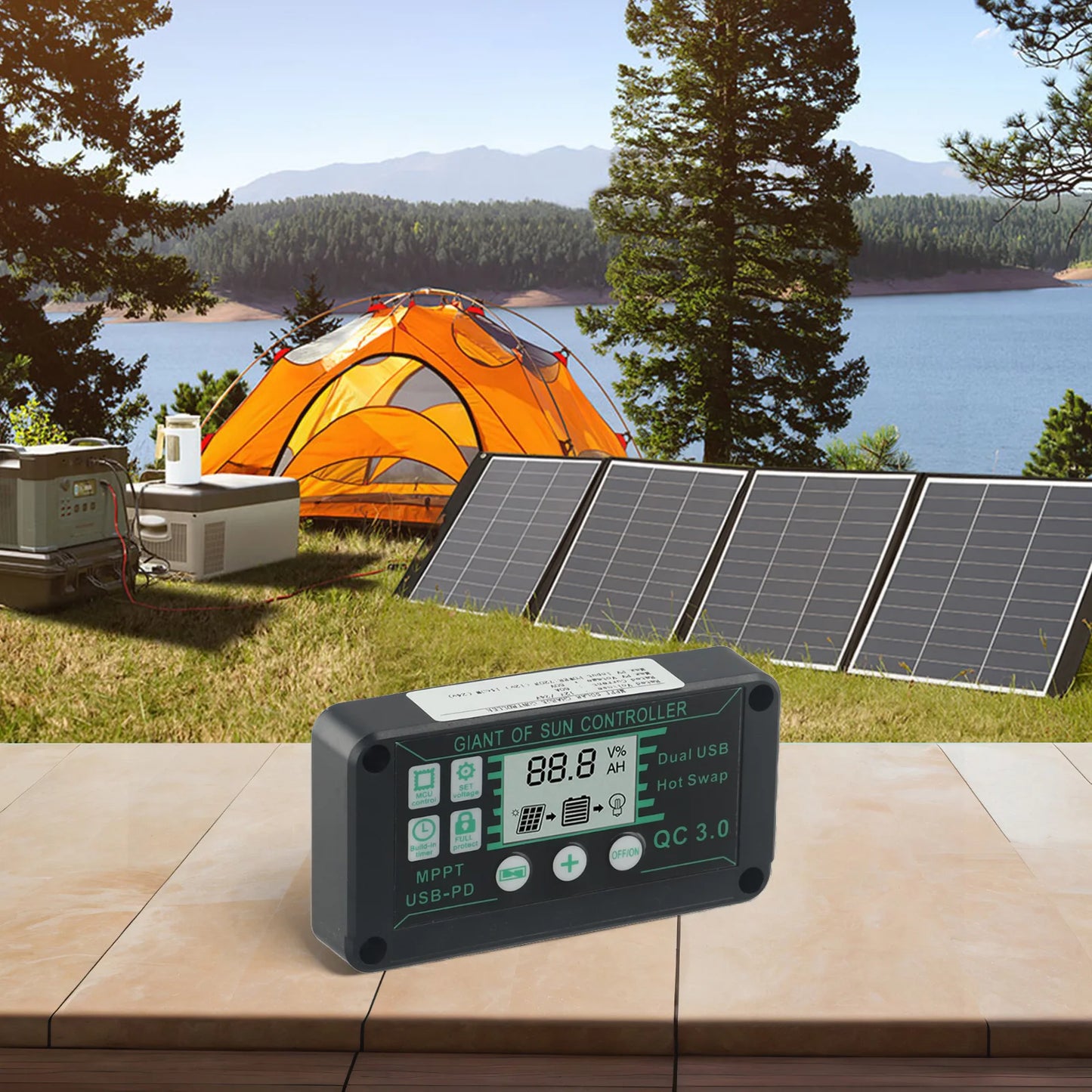 Digital Display Waterproof MPPT Solar Charge Controller Adjustable Current Options 10A 100A Efficient Energy Utilization