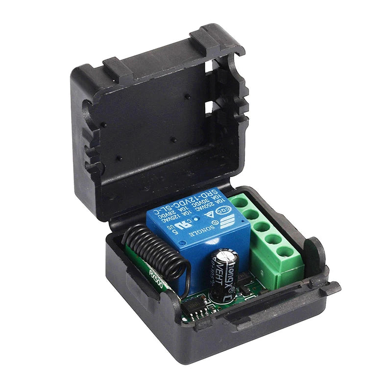DC 12V 10A RF Relay Receiver 433mhz Wireless Remote Control EV1527 Learning Code Transmitter 2 bottons