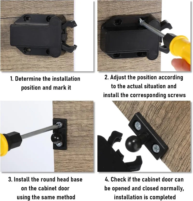 10/1Sets Non-Magnetic Touch Latch Cabinet Door Catch Push To Latch and Unlatch Furniture Cupboard Wardrobe Drawer Accessories