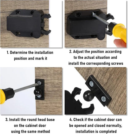 10/1Sets Non-Magnetic Touch Latch Cabinet Door Catch Push To Latch and Unlatch Furniture Cupboard Wardrobe Drawer Accessories