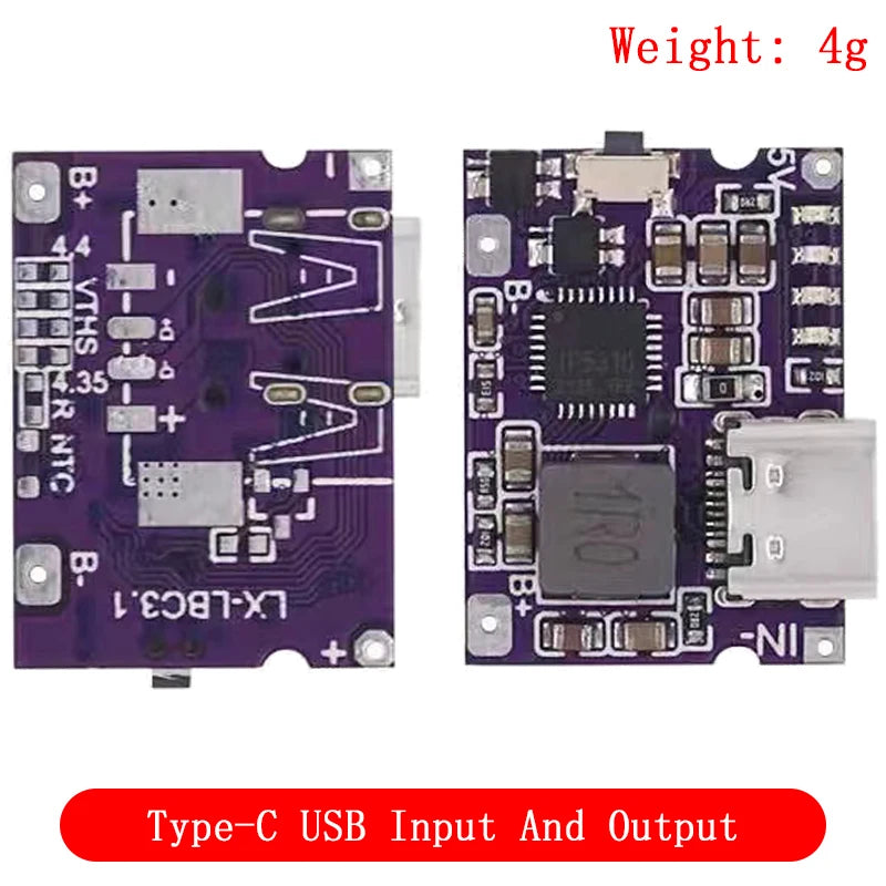 Type-C / Micro USB 5V Boost Power Module — 1A/2A/3.1A, Li-ion Protection, LED Indicator