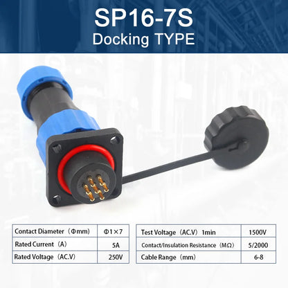 SP16 Square Waterproof Connector Plug Socket 2-9 Pin IP68 Aviation Male Female Electrical Wire Cable Connector
