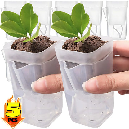 5./1PCS Self Watering Flower Pots Plastic Plant Pot with Drainage Holes Transparent Planting Flower Pot Home Garden Accessories