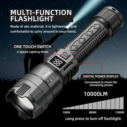 1600000LM Super Bright LED Flashlight – USB Rechargeable Long Range Tactical Torch Waterproof for Camping & Fishing