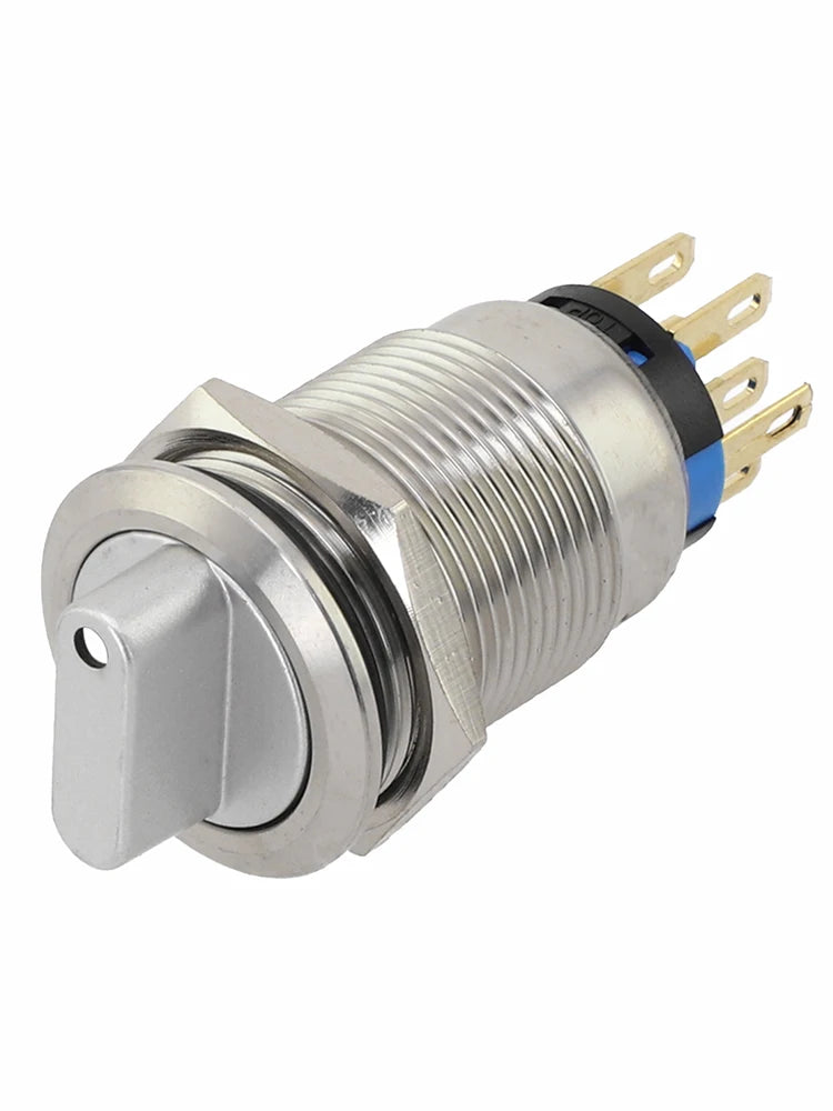 Momentary Rotary Push Button Switch 19mm 3 Position 2NO2NC 36V Waterproof IP66 Rated Stainless Steel 304 Construction