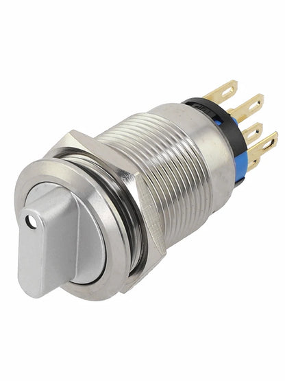 Momentary Rotary Push Button Switch 19mm 3 Position 2NO2NC 36V Waterproof IP66 Rated Stainless Steel 304 Construction