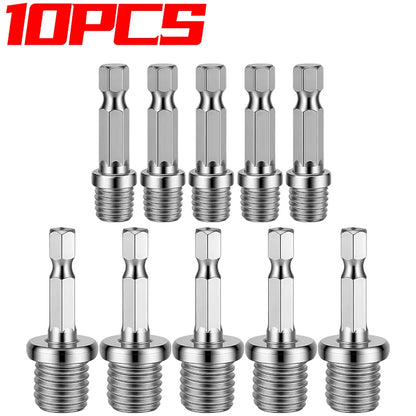 Drill Adapter M10/M14 Chuck Conversion Rod — Triangle / Round / Hex Shank for Grinder Polishing Discs