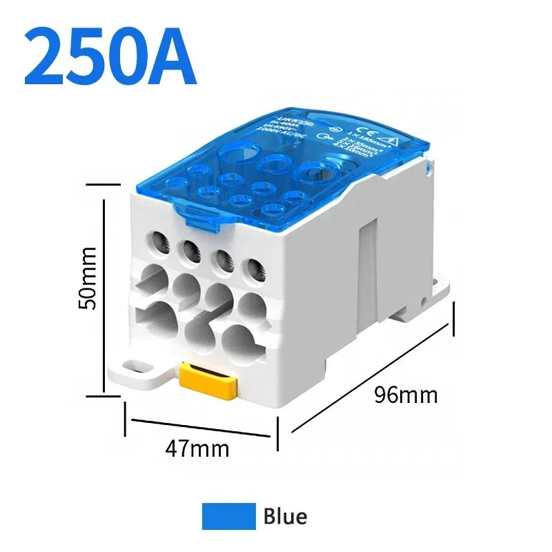 Din Rail Distribution Junction Box One in Seven Out Power Wire Electric Connector Terminal Block UKK 80A 125A 160A 250A 400A