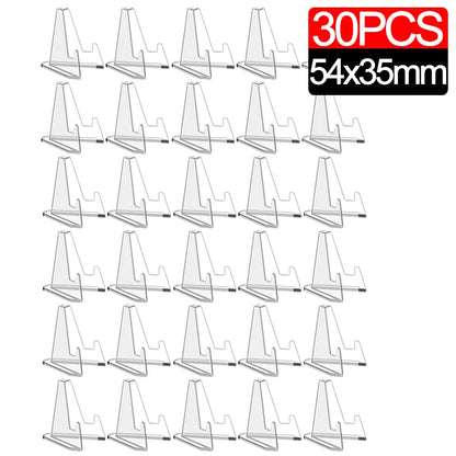 50-1Pcs Acrylic Display Stand Transparent Triangle Commemorative Coin Watch Card Holder Display Rack For Exhibitions Home Decor