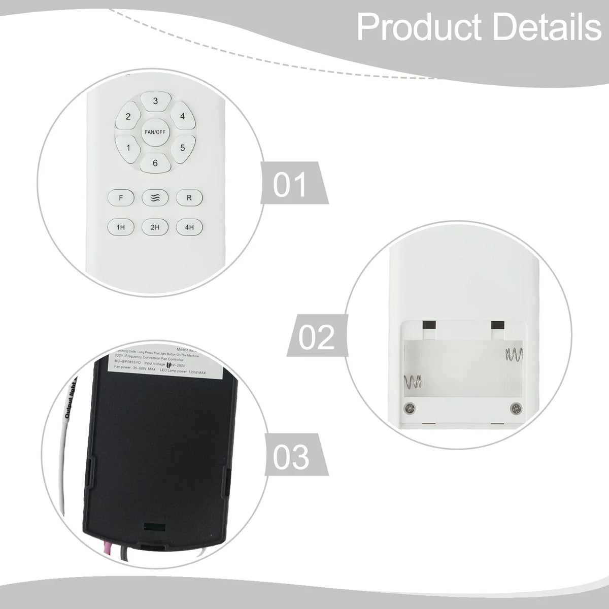 Ceiling Fan Light Control 6 Speed Fan Remote Bedroom Convenient Installment Multi-function Plastic PC Material