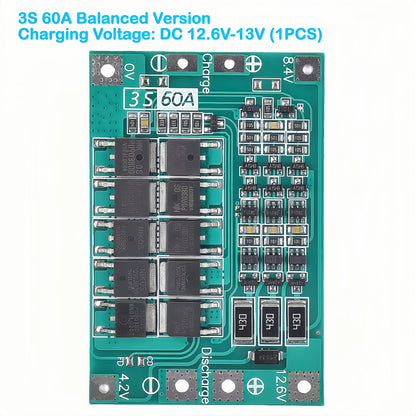 3S 4S Lithium Battery BMS Protection Board 40A 60A with Balance and Enhance Functions for Drill Motor 11.1V-16.8V Li-ion Cells