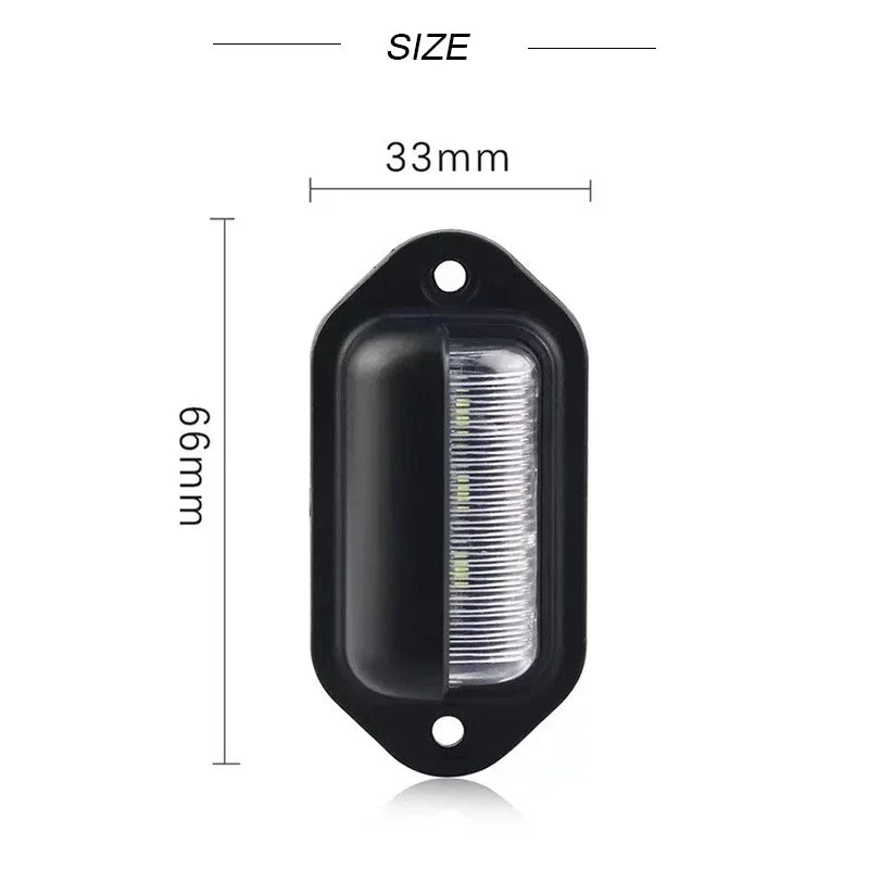 6 LED Car License Plate Light 12-24V Waterproof White Lamp