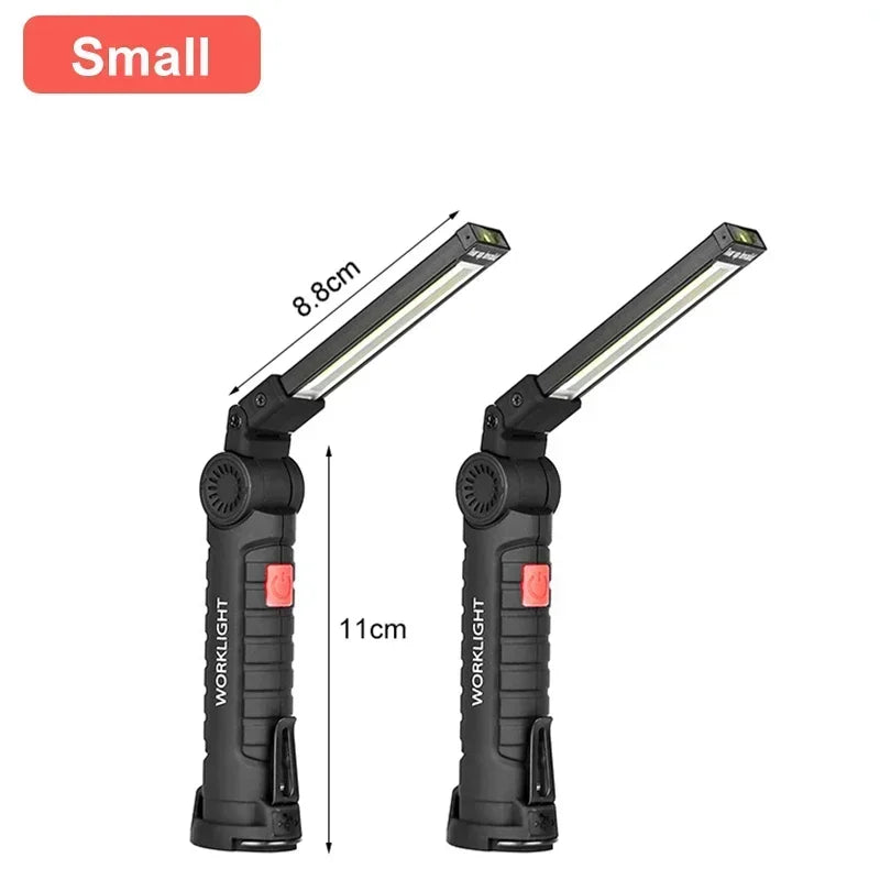 Portable COB LED Flashlight USB Rechargeable Work Light Torch