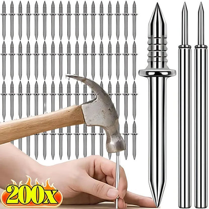 Double Head Seamless Nails — Skirting Board Thread Nail No-Trace Metal Rust-Proof Fixator for Wood 200pcs