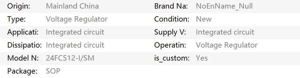 5PCS 24LC512 / 24FC512 SOP-8 I²C Serial EEPROM IC