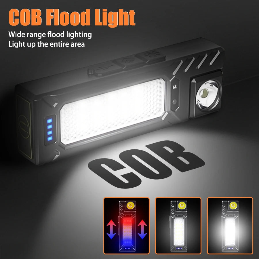 Mini Sensor LED Flashlight Rechargeable Torch with Magnet Portable Hat Clip Light Outdoor Waterproof for Camping Fishing Lantern