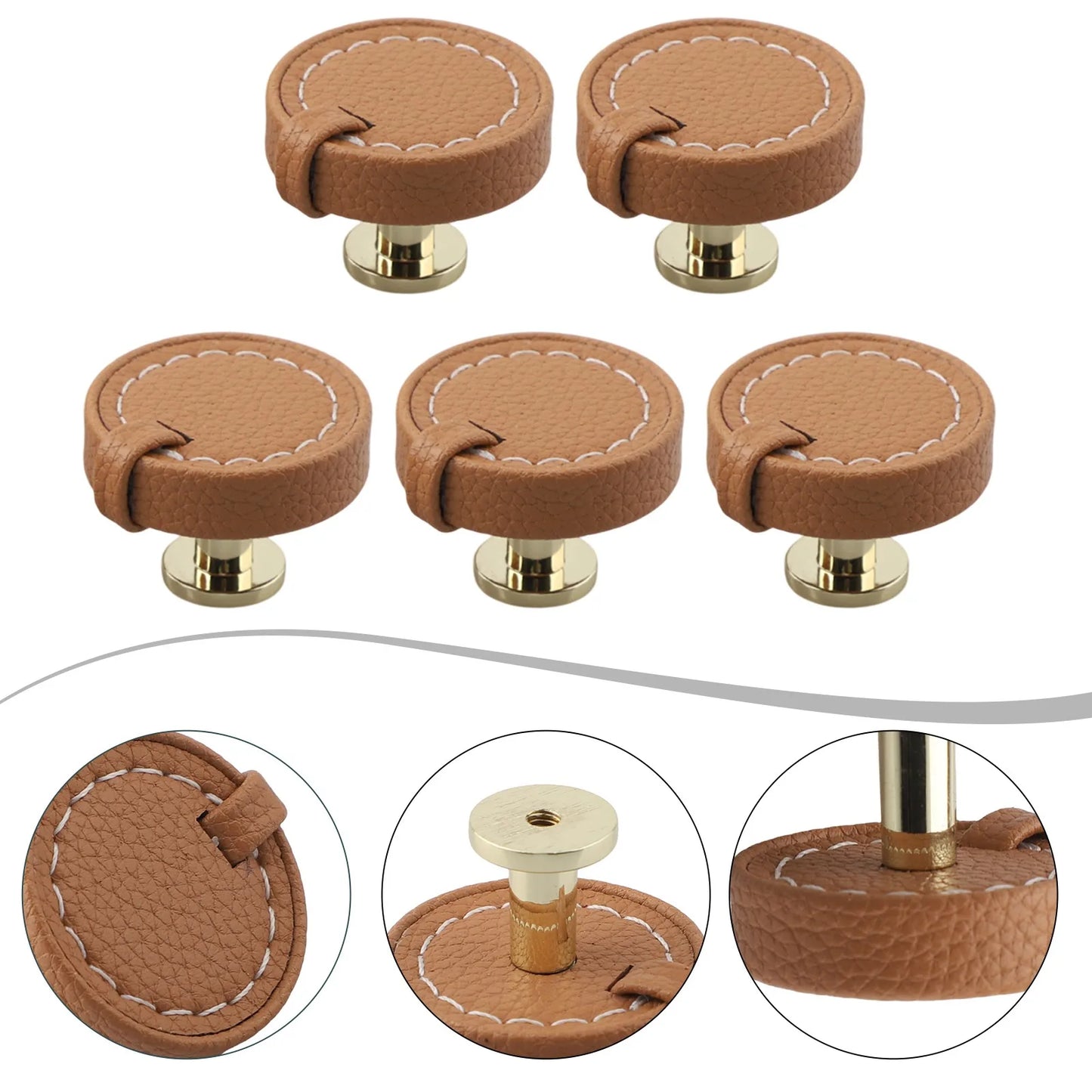 For Kitchen Cabinets Zinc Alloy Knobs Leather Drawer Pulls Stylish Furniture Pulls Sturdy Construction Stylish Furniture Accents