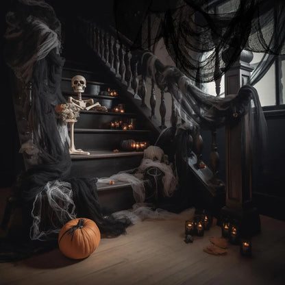 5/1PCS Halloween Black Gauze Horror Haunted Houses Decor Black Creepy Cloth Party Home Doorway Wall Gauze Terror Scene Props