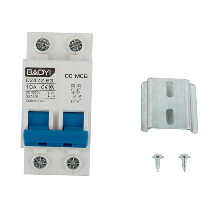 DC Miniature Circuit Breaker 2 Pole 1000V 32 Amp Isolator DC Disconnect Switch Thermomagnetic 10 A-63A 1.42 X 2.95 X 3.15 Inches