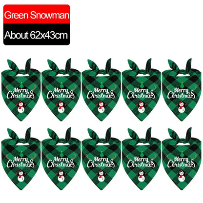 10/1PCS Christmas Dog Cat Triangle Scarf Cartoon Santa Claus snowman Triangle Scarf Pet Saliva Towel Christmas Pet Supplies