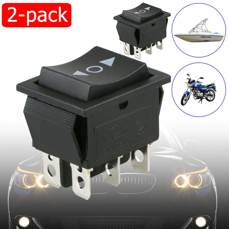 2 Pack 6 Pin DPDT Pole Throw Momentary Rocker Switch Snap In Terminals for Car Motorcycle Boat and Electrical Equipment