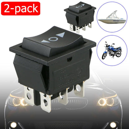 2 Pack 6 Pin DPDT Pole Throw Momentary Rocker Switch Snap In Terminals for Car Motorcycle Boat and Electrical Equipment