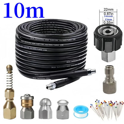Outdoor Cleaning Drain Cleaning Hose 10 Meter Cleaning Hose Kit High Pressure Drain Pipe Cleaner Professional Cleaning Tool