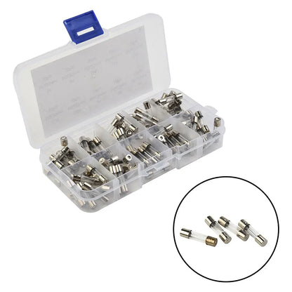 100pcs Insurance Tube Glass Fuses Kit Household 0.2A-20A 100pcs 16*12*2.1cm 250V High Quality Standard Fast Blow