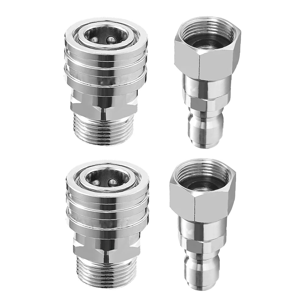 Pressure Washer Adapter Kit — 360° Rotation Male &amp; Female Quick Connector Set, Rust-Resistant Fittings