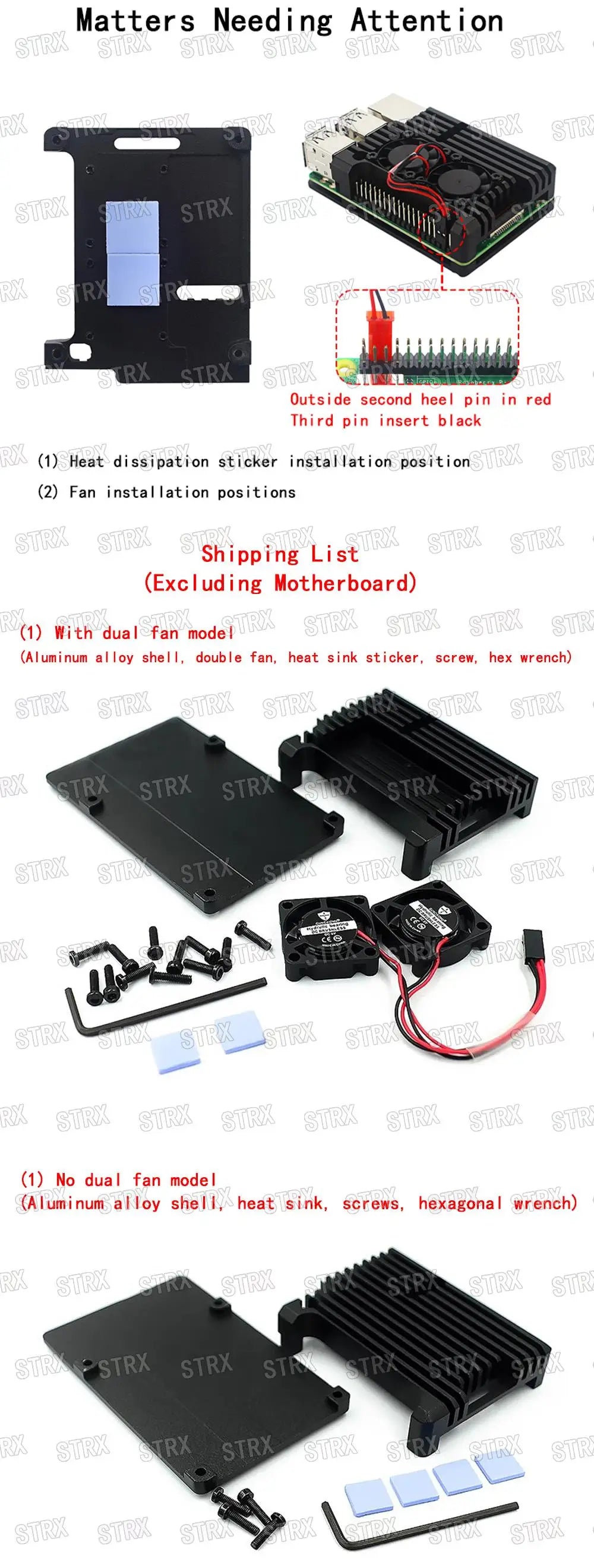 Raspberry Pi 4/3 Aluminum Case with Dual Cooling Fans Metal Enclosure for RPI