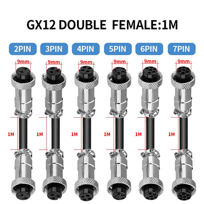GX12 Waterproof Connector 2-7 Pin Aviation Plug Socket with Power Cable for Industrial Machinery