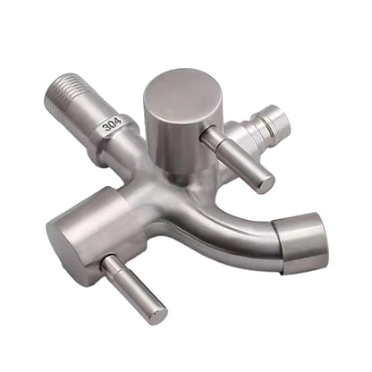 Multifunction Double Outlet Faucet 304 Stainless Steel One Into Two