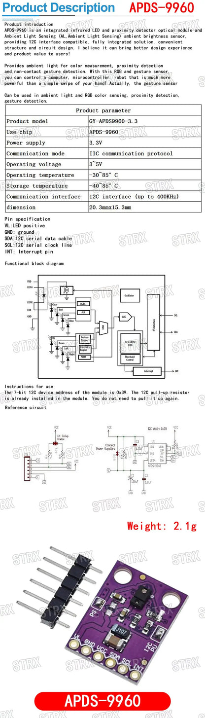 PAJ7620U2 Gesture Recognition Sensor & VL6180 Optical Range Finder Module
