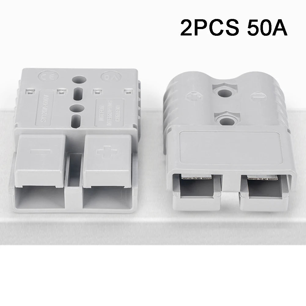 50A Anderson Plug Connector 600V Grey Red Straight Plug for Solar Cable, Ships Yachts RVs, 6AWG
